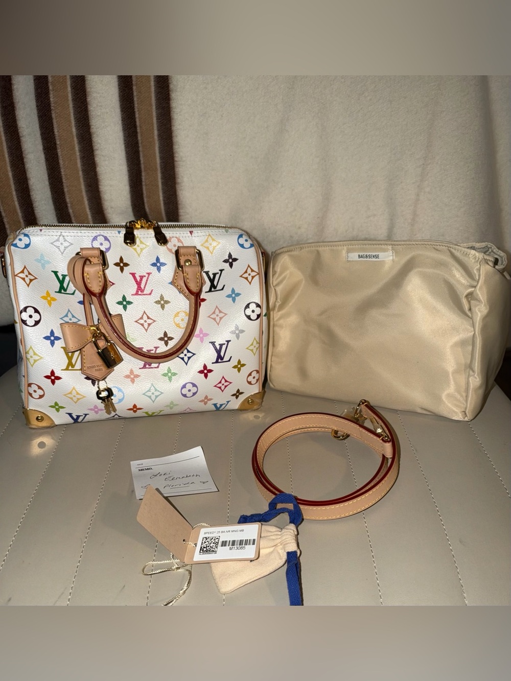 Louis Vuitton White Multicolor Speedy 25